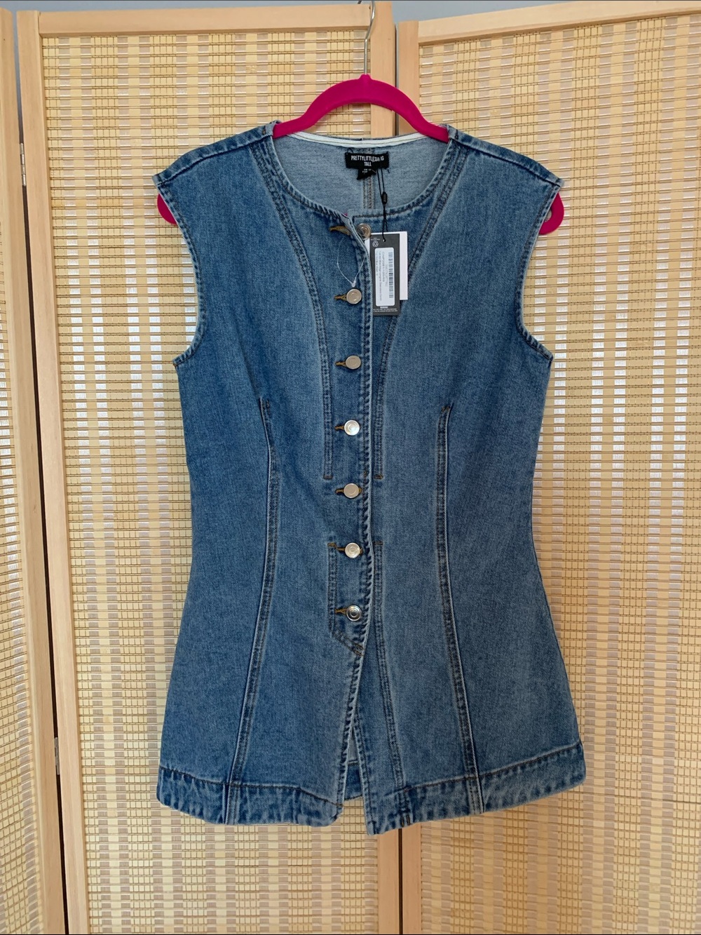 PrettyLittleThing Tall Light Blue Denim Button Dress